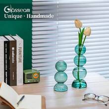 EstiloGlasseam - Florero PequeñO úNico, Bonitos Jarrones De Vidrio Soplado Para Flores, Floreros Modernos De Bolas Transparentes - Florero Redondo Decorativo Para DecoracióN Del HogarVersióN Mejorada - Verde - Ver 5