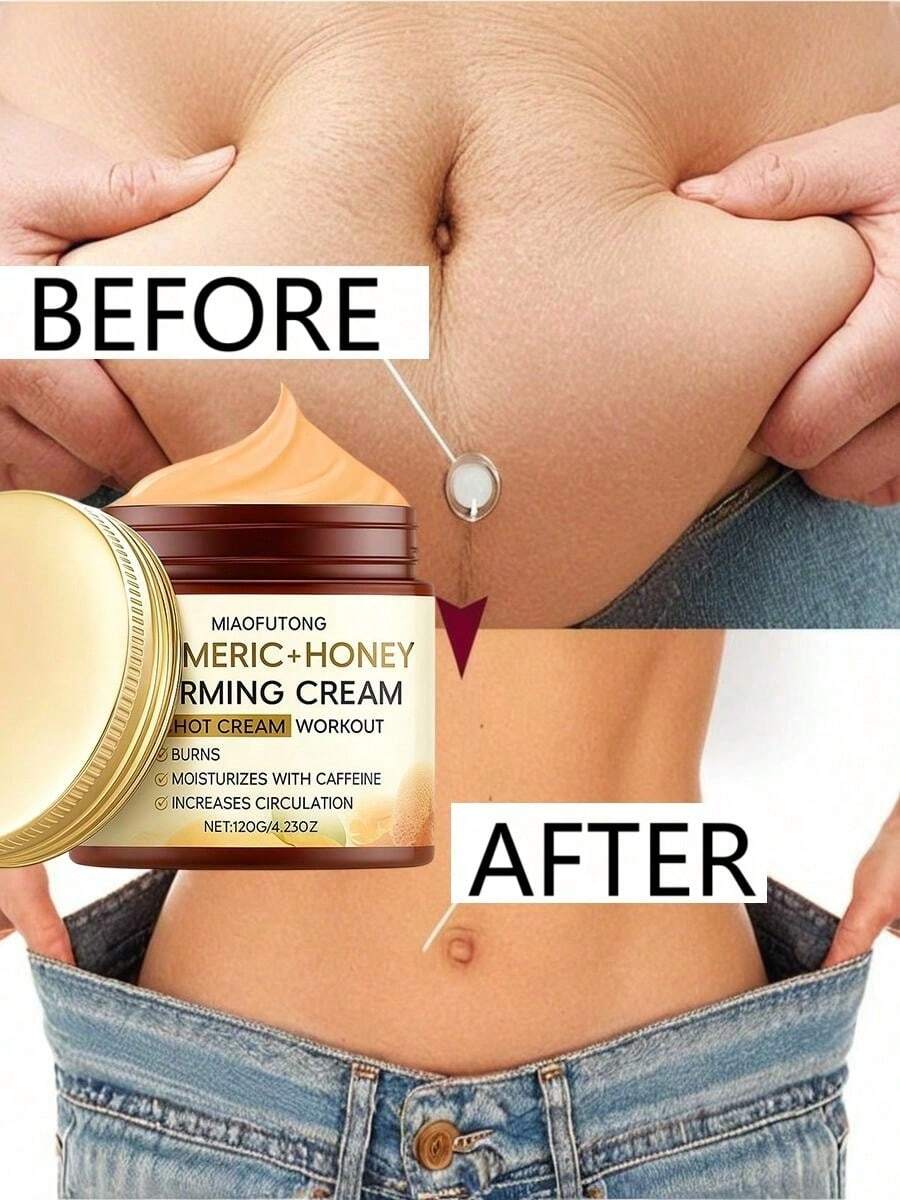 4.23盎司姜黄蜂蜜瘦身霜可以紧致塑身，滋润舒缓肌肤，帮助皮肤血液循环，使皮肤更健康 - 120G/4.23OZ - 查看 1