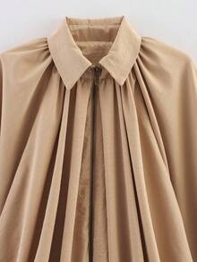 Chaqueta bomber oversize de color caqui para mujer - Chaqueta casual con cierre de cremallera y mangas largas - Caqui - Ver 6