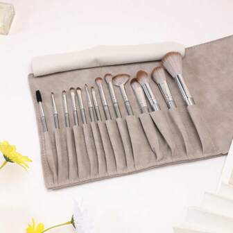 Set di 14 Pennelli Trucco Li Tongxue con Sfumature Floreali, Set Completo di Pennelli per Ombretto, Cipria, Blush e Bronzer per la Bellezza