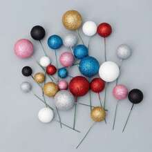 20 件闪光球生日快乐蛋糕装饰粉红金色婚礼派对礼物蛋糕装饰圣诞派对甜点装饰 - 彩色 - 查看 7