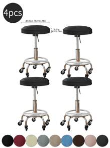 1pc Solid Color Stretchable Anti-Splash Milk Silk Round Seat Cover, Modern Style All-Season Dust-Proof Premium Bar Stool Cover, Suitable For Home