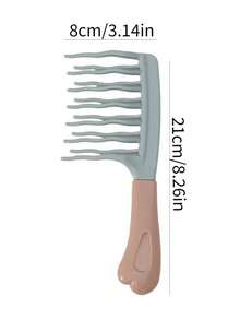 1 件双排波浪齿卷发刷，适合长而浓密的头发 - 防静电顺发宽齿圆刷，符合人体工程学手柄，加热定型和自然造型，耐用塑料发刷，用于明确的卷发和波浪，卷发刷，返校、旅行度假必需品，女士发饰