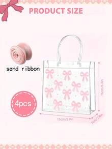 Set de 4/8 bolsas de regalo con decoración de lazos rosas para fiestas, cada una con asa, lazo rosa, nudo y flor margarita. Bolsas para obsequios de fiestas de cumpleaños, baby shower, día de la madre, bodas, etc. Suministros reutilizables para manualidades y decoración de fiestas (Navidad, graduación, despedida de soltera).