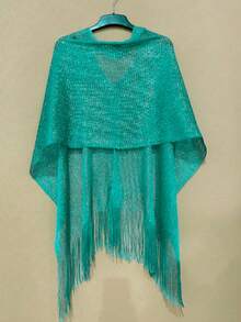 1pc Women's Fashionable & Versatile Knit Shawl Collar Poncho, Comfortable, Breathable, Suitable For Sun Protection In Spring/Summer, Can Be Worn In Multiple Occasions - Multicolor - View 18