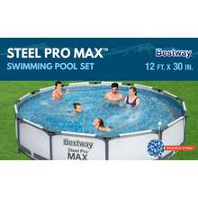 Bestway 56061US 12-Foot By 30-Inch Steel Pro Round Frame Swimming Pool Set - グレー - チェックする 3