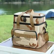 New Outdoor Camouflage Double-Layer Picnic Bag, Camouflage Tactical Lunch Box Ice Pack, Large Capacity Thickened Lunch Bag Cooler, Non-Food Contact