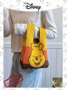 Disney 1 Pc Disney Winnie The Pooh Series Crochet Bags Double Handle No-Closure Design Square Bag Lightweight Handbag For Lady/Girls/Women Perfect For Daily/Outing/Shopping