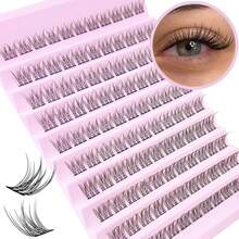 MEM 120/140Pcs Faux Mink D Curled Cluster Lashes, Natural Thick Reusable Lightweight DIY Lash Extensions For Beginners, Daily Travel Wedding Date Party Festival, Christmas Halloween Beauty Gift - D - View 9