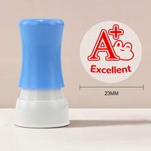 1 个随机颜色圆形教师表扬印章 - 耐用塑料课堂评分和鼓励印章，可定制学生反馈，教师办公用品，快乐设计印台 | 易于使用，教师感谢礼物，学校用品，返校