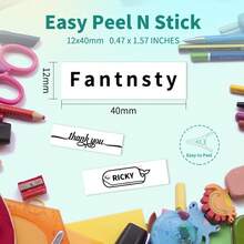 Nhãn nhiệt tự dính Phomemo D30, 12 x 40 mm (0,47 x 1,57 inch), 160 nhãn/cuộn, Băng nhãn Phomemo D30 tương thích với máy in nhãn D30 D30S D32 D35 D50 Q30 Q30S Q31, thích hợp cho gia đình, trường học, đen trắng, 3 cuộn - trắng - Xem 5