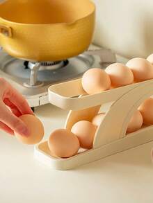 2/4 Layer Automatic Chicken Egg Roller, New Household Kitchen Egg Roller Rack, Space Saving Large Capacity Egg Storage Box, Sliding Egg Collector For Refrigerator Side Door - Multicolor - View 10