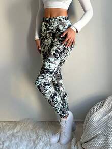 Leggings Deportivos con Diseños Tie Dye - Gris - Ver 2