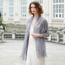 RIIQIICHY Shawls And Wraps For Evening Dresses Scarfs For Women Pashmina Wedding Formal Shawlhalloween - 灰色-1 - 查看 5