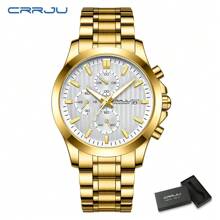 CRRJU CRRJU Men Watch Luxury Sports Quartz Chronograph Waterproof Wristwatch With Stainless Steel Luminous Auto Date