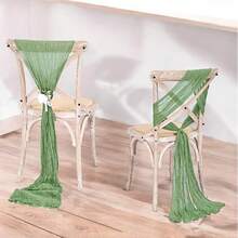 20pcs Gauze Bow Chair Covers, Satin Ribbon Chair Back Decorations For Wedding Aisle, Party, Event - Multicolor - View 7