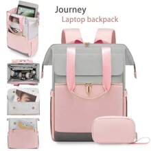 Minimalist Women's Laptop Backpack With Large Capacity, Colorblock Design, Suitable For Travel And Commute - Multicolor - View 10