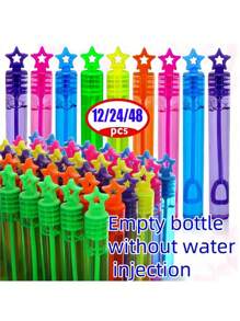 12/24/48pcs Colorful Mini Bubble Sticks, Cute Star Shaped Bubble Straws, Bubble Party Gifts, Party Desktop Decorations, Party Photo Props, Party Atmosphere Builders, Multiple Colors, Suitable For Theme Birthdays, Christmas, Halloween, Carnival Prizes, Weddings, Very Suitable For Wedding Decoration And Outdoor Games (Color Random)