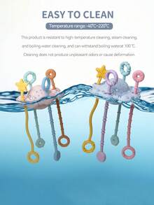 ETETOO 1 szt. zabawka do żucia Montessori, wczesna zabawka edukacyjna, zabawka do ciągnięcia – prezent dla dziewczynek i chłopców, zabawka podróżna dla maluchów