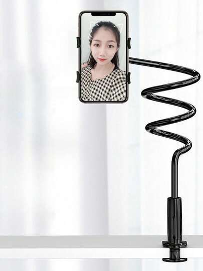 1 个 360° 可旋转手机支架，螺旋底座，适合床边或床上，休闲必备，解放双手，睡前看节目的理想选择