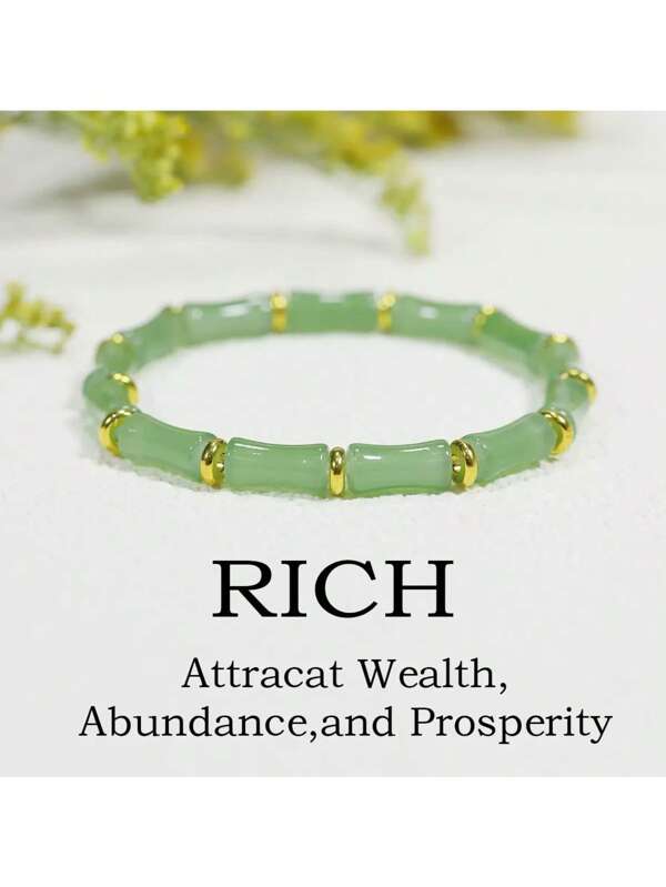 Chinese Style Bamboo Knot Design Stylish And Elegant Bracelet, Artificial Crystal Beads Bracelet For Women, Symbolizes Abundance. Holiday Blessing Gift.Lucky Women Bracelet