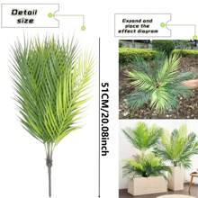 12pcs Artificial Palm Tree, Plastic Plants Greenery, Fake Tropical Shrub, Large Leaf, Suitable For Indoor/Outdoor Garden, DIY Basket Filler, Wedding Decor, Party Decoration, UV Resistant