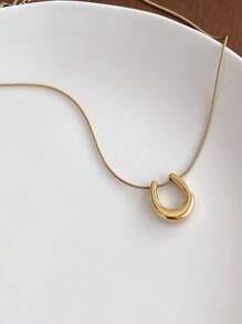 Collar con colgante de herradura en forma de U, collar de clavícula delicado para mujer, collar para sudadera