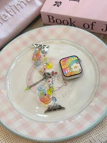 The New Y2K Dopamine Button Strap Is Compatible With Apple Watch Straps, Apple Watch 10/8/9/7/6/5/4/3/2/1 Series Straps, And Apple Watch Ultra40mm 44 41 45 49 42 38mm Women's Fashion Bracelet Accessories. Wearing It Is Neither Stuffy Nor Comfortable, Very Suitable For The Wrist - Translucent - View 3