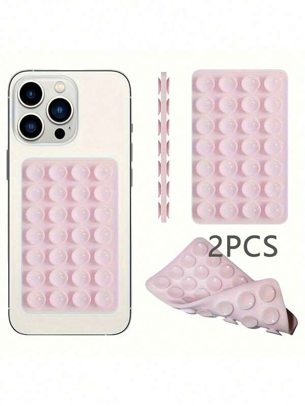 2 pezzi Ventosa antiscivolo per telefono in silicone, 28 ventose in silicone adesive, adesivi antiscivolo per telefono, supporto per power bank con ventosa compatibile con e Android, regalo per compleanni, famiglia e amici, supporto per telefono, accessori per telefono
