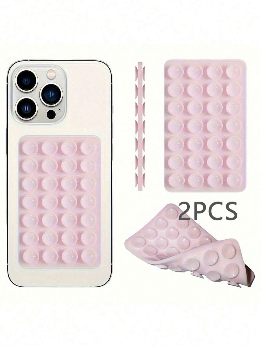 2 pezzi Ventosa antiscivolo per telefono in silicone, 28 ventose in silicone adesive, adesivi antiscivolo per telefono, supporto per power bank con ventosa compatibile con e Android, regalo per compleanni, famiglia e amici, supporto per telefono, accessori per telefono