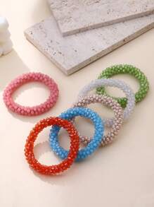 1 pieza Regalo de festival Popular pulsera de cuentas de cristal artificial apilable y elástica para mujeres y hombres de 6.5-8 pulgadas, para uso diario, vacaciones, festivales, regalo, joyería llamativa