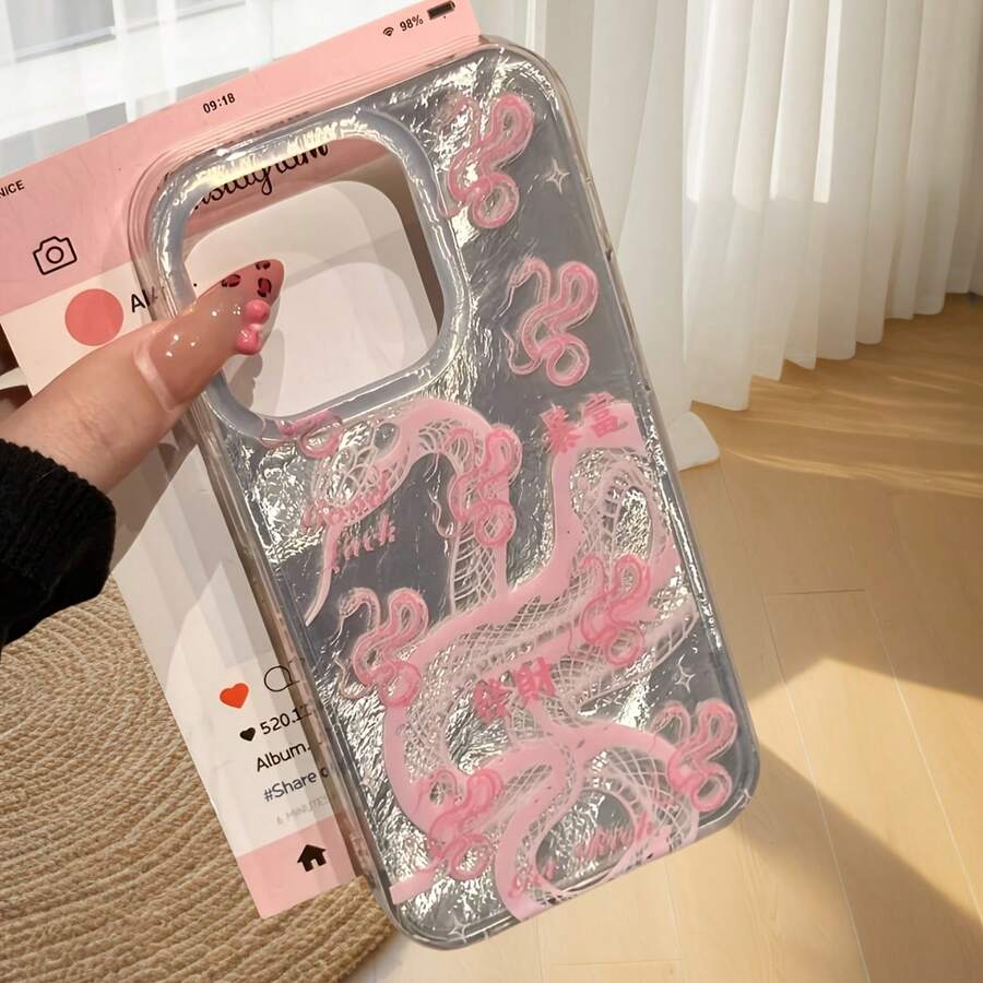 Funda para teléfono móvil: Una funda lujosa con estampado de serpiente y glaciar, diseñada para ser resistente a caídas y antideslizante. Ideal para personas con estilo y compatible con los modelos phone 16 Pro, 15, 14 Plus, 13, 12 y 11. - Rojo - Ver 1