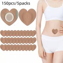 30PCS Disposable Castor Oil Patches For Self-Adhesive, Highly Absorbent, Leak Proof, Portable, Abdominal Sticker (Oil-Free) (Heart-Shaped, Skin Color)
