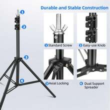 TOKQI 背景架 300cmx200cm（宽x高）摄影工作室可调节背景架支撑套件，含绿色幕布、2 个三脚架、4 个横杆、4 个夹子和便携包，适用于派对、活动装饰、婚礼、摄影 - 彩色 - 查看 5