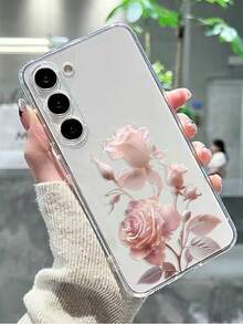 玫瑰图案彩绘防震保护透明简约优雅手机壳兼容 16/15 XR/7/8/16 Pro Max/13/15 Pro Max/12 Pro Max/13 Pro Max/14 Pro Max 13 14 11 12P 14 女款 P11 软壳 P12 防震 XS.XR /78P.78GES2 兼容 Galaxy Redmi 10/9/Note9/12c/Note11pro/Note8Pro/9C/9a 防震手机保护套