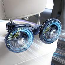 Ventilador de refrigeración de coche de doble cabeza para asiento trasero, ventilador USB recargable con pilas, para asiento de coche de bebé, perro, accesorios de coche de 12 V, enfriador - Brazo largo alimentado por batería - Ver 2