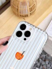 条纹简约橙片图案气垫防滑软手机壳，适用于 11/12/13/14/15/16 Pro Max，防水防震防摔防刮，国际版，非国内版 - 彩色 - 查看 4