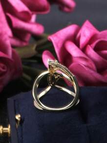 Stylish Ring Special Knot Design 18k Gold Plated Paved Shining Zirconia Match Daily Outfits Party Accessory Luxury Jewelry