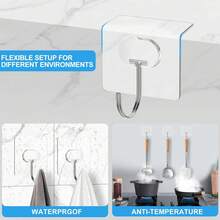 Ganchos adhesivos grandes para colgar, ganchos de pared resistentes, ganchos autoadhesivos para toallas, abrigos, ganchos impermeables y transparentes para baño, ducha, cocina, llaves, puerta - Marrón - Ver 8