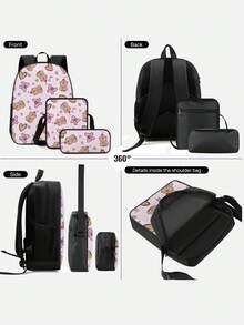 3PCS Back To School Backpack For Girls, Kids Feature Cute Capybara Backpack For Teens Elementary Middle High School Students, Large Capacity 16 Inch School Bags With Shoulder Bags And Pencil Case - Backpack + Shoulder Bag + Pencil Case - View 5