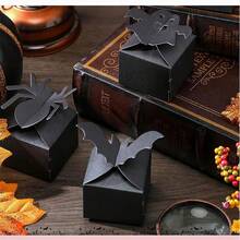 2 件万圣节糖果盒，带黑蜘蛛、幽灵和蝙蝠装饰