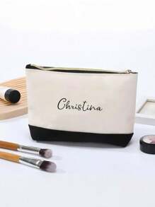 Dostosuj swoją ekskluzywną nazwę i tekst, lekki płócienny wodoodporny zamek błyskawiczny, portfel na monety o dużej pojemności, etui na długopis, odpowiedni na zakupy, randki, wakacje, podróże, festiwale, imprezy, prezenty itp., modna i popularna torba do przechowywania, wielofunkcyjna, lekka i przenośna, może pomieścić szminkę, kosmetyki itp.