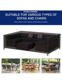 1pc Outdoor Garden Furniture Cover, Made Of 210D/420D Silver-Coated Waterproof Material, Dust And Snow Proof For All Seasons, Suitable For Outdoor Patio, 124*70.87*29.13in