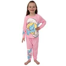 The Smurfs Girls Pyjamas, Long Sleeve Kids Pyjamas, Smurfette Girls Pjs - Pink - View 2