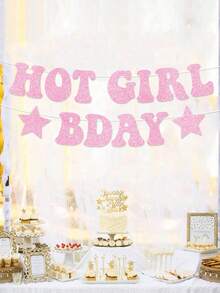 1 set de pancarta de cumpleaños de bricolaje con cuerdas y brillos de color rosa intenso - rosa intenso, decoraciones de fiesta de cumpleaños divertidas para mujeres, fondo fotográfico, decoración para 21 y 30 cumpleaños, regalo de cumpleaños para ella, pancarta de feliz cumpleaños - Oro rosa - Ver 4