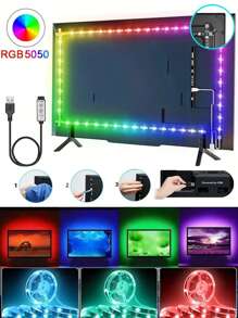 1 Set Of 1M/2M/3M/5M Black LED Strip Lights, RGB 3-Key Controller, USB Powered, 5V 5050 Wall Mounted Lights, Suitable For Home Decor, Living Room, Bedroom TV Backlighting