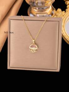 1 件女士水母设计首饰套装项链和耳环，时尚简约礼物（OPP 袋包装） - 淡粉紅色項鍊 - 查看 4