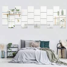 2 MM Thick 12x12 Inch Flexible Mirror Stickers Mirror Tiles For Home Wall Decoration Removable Mirror Wall Sticker Square Mirror Silver