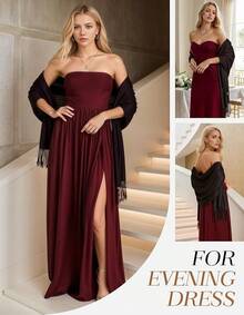 Women's Scarf Pashmina Shawls And Wraps Evening Dress Wedding Bridal Bridesmaid Winter Warm Long Large Scarves - 黑色 - 查看 3