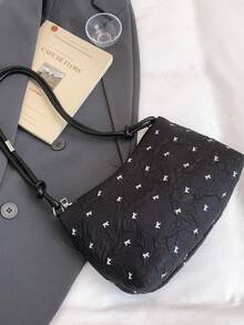 时尚亮片黑色托特包，女士新款休闲单肩包，百搭优雅的白色背包